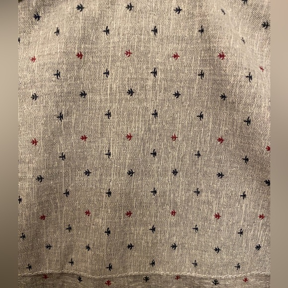 Craft & Flow Size L 14/16 Grey Short Sleeve Button Down
w/ navy & red designs - Picture 3 of 4